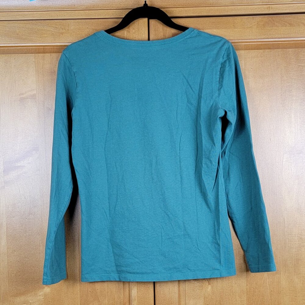 Life Is Good Women's Lit Up Cat Long Sleeve Crusher Green V-Neck Tee - S - Picture 2 of 5
